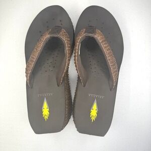 Volatile Women's Dark Brown Woven Strap‎ Platform Wedge Flip-Flops Size 8